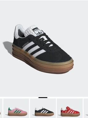 Adidas Gazelle Platform Sneaker - Black White with Brown Gradient Sole